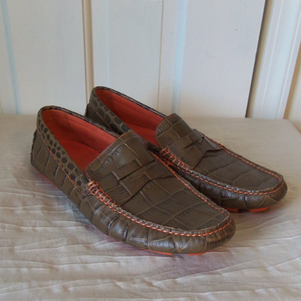 NEW Donald Pliner Vinco Men's Loafers Brown and Orange sz 7